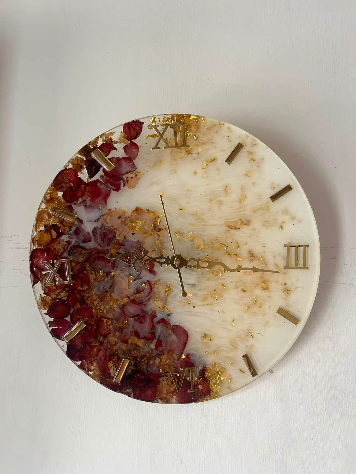 Sidefall Floral Resin Wall Clock detail view