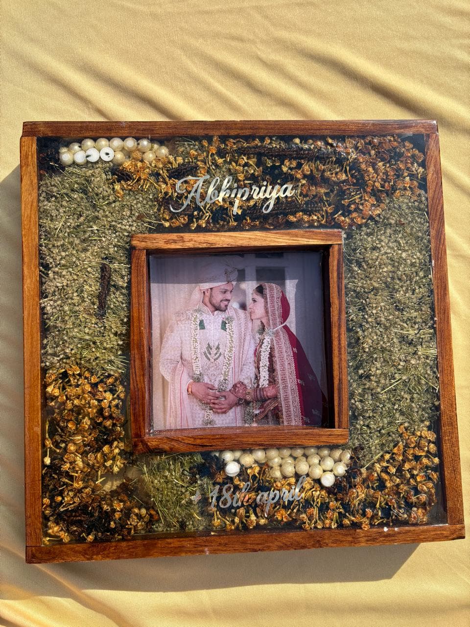 Square Teakwood Varmala Frame view 1
