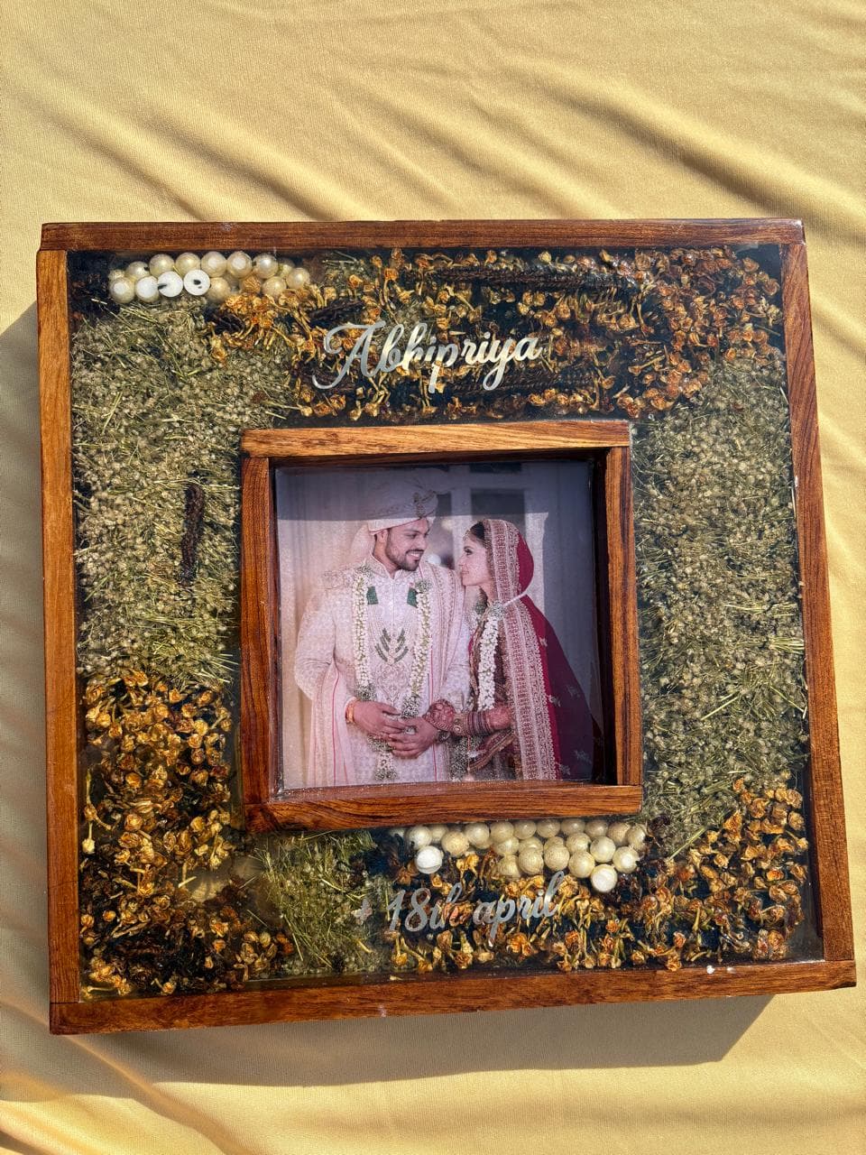 Square Teakwood Varmala Frame view 2