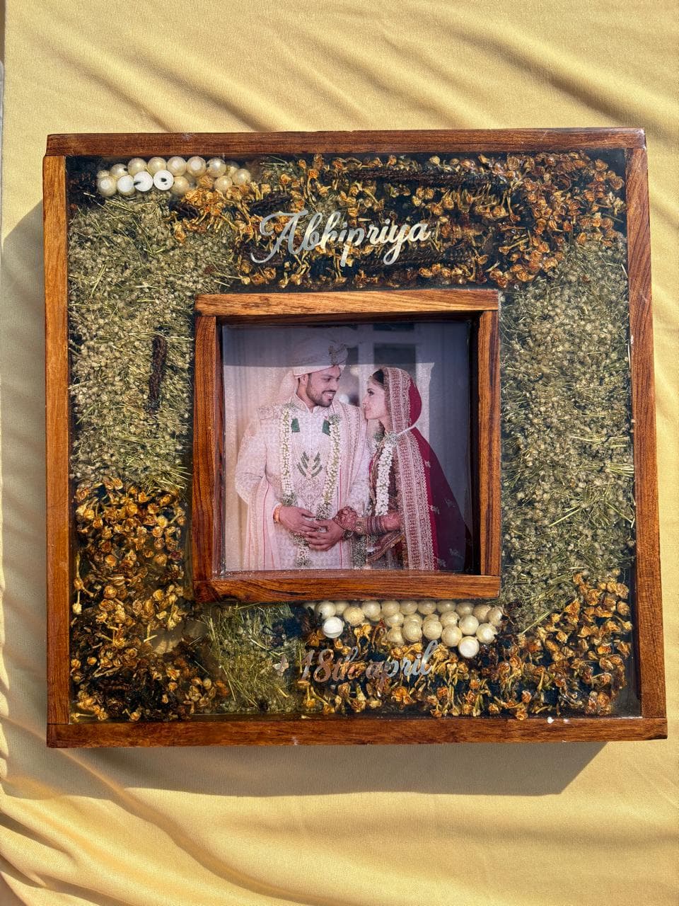 Square Teakwood Varmala Frame view 3