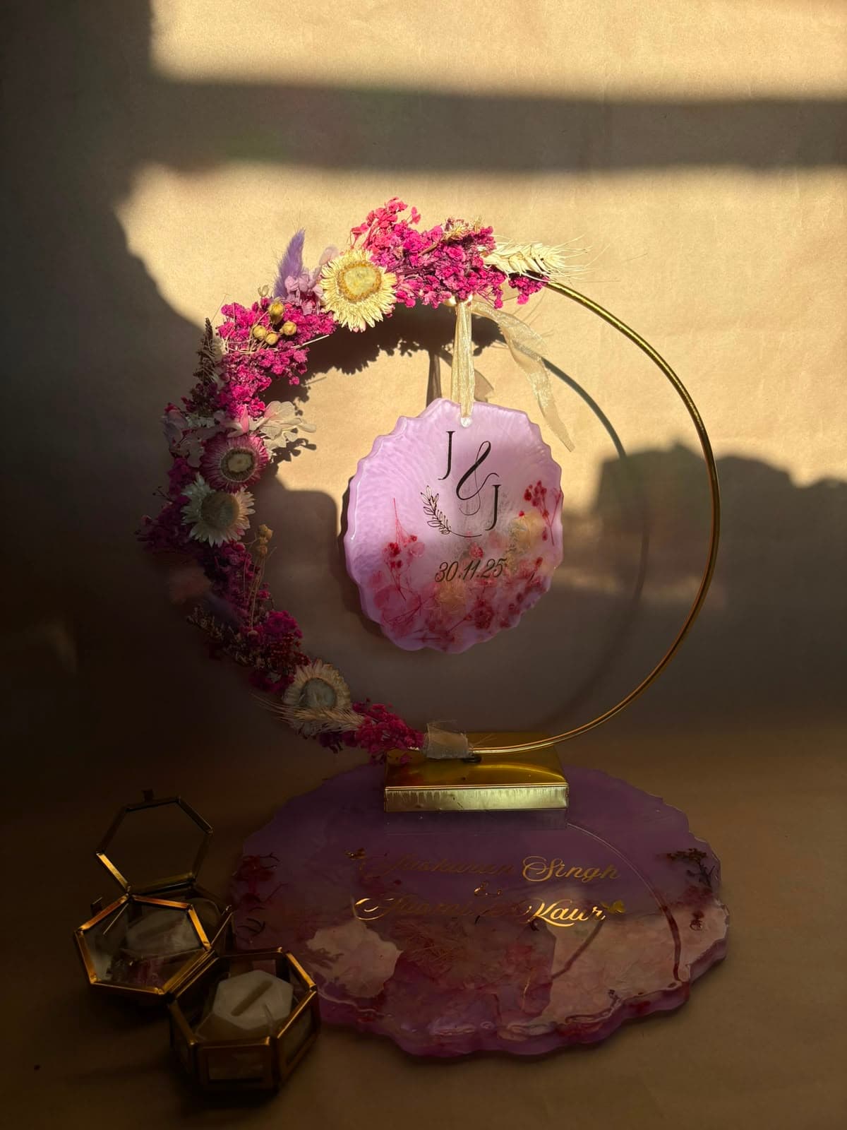 Custom Floral Resin Engagement Platter & Memory Keepsake