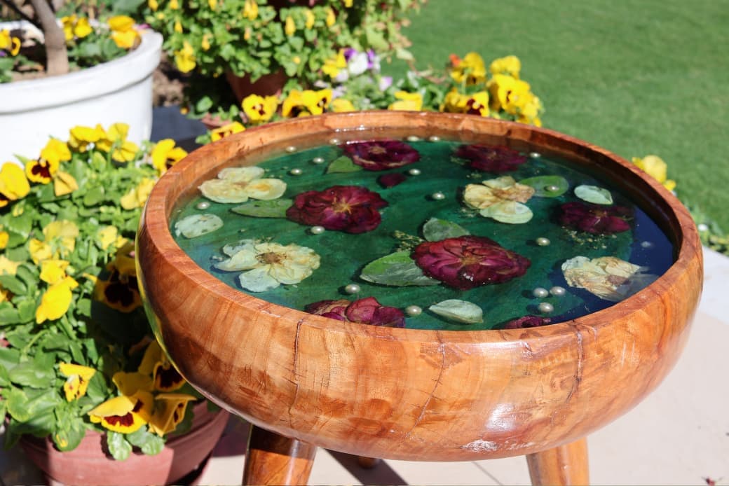 Bespoke Floral Resin Side Table view 2