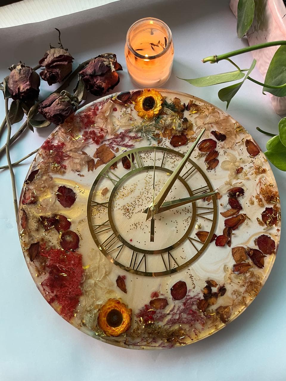 Sidefall Floral Resin Wall Clock view 4